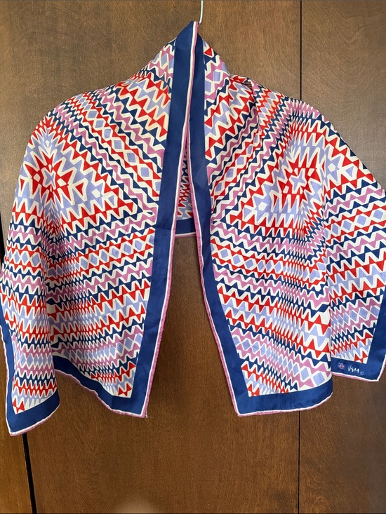 Vera Neumann Accessories - Vera Neumann Vintage scarf Hand rolled edges Blue Red White Purple